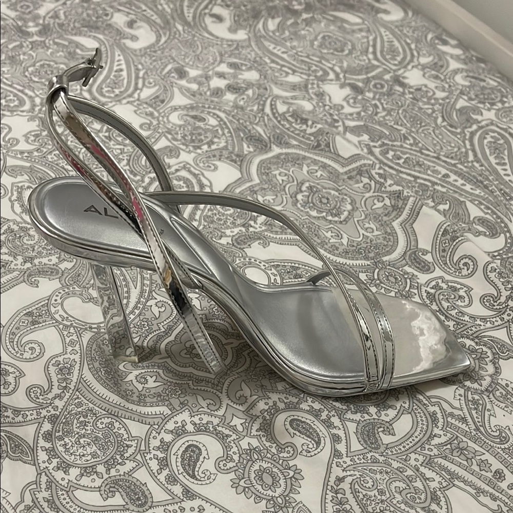Silver Strappy Women's Heels